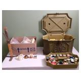 Plastic Decorative Sewing Box with Thread