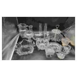 Box of Various Clear Glass and Crystal Items