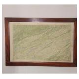Framed Plastic Topo Map of Johnson City