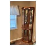 Brown framed glass curio cabinet w/ mirrors