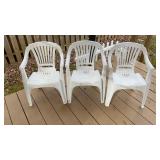 (3) Plastic Patio Chairs White