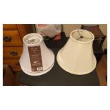 (2) WHITE (1) CREAM COLORED LAMP SHADES