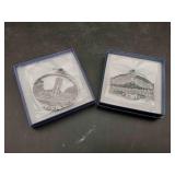 2 Citizens Bank Pewter Ornaments