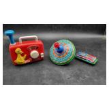 Metal Toy Top, Big Bird Plastic Wind Up Radio