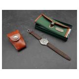 Buffalo Nickle Leather Knife Case & Field & Stre