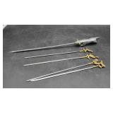 4 Brass & Stainless Animal Kebab Skewers &
