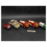 4 Tonka Toy Trucks & 1 Marx Red Fire Truck