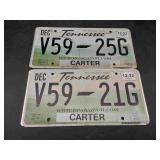 Two Carter County Tennessee Automotive Tags