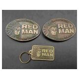 2 Redman Tobacco Belt Buckles and Keychain