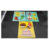 3 Playshool Wooden Puzzles