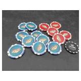 13 Las Vegas Nevada Casino Chips & 1 Offical