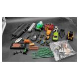 Box of Toy Parts & Small Cars & Tractos