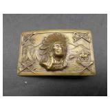 Vtg Native American Indian Chief Belt Buckle