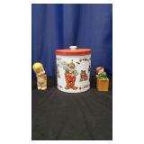 Vtg J.L. Clark Circus Themed Metal Cannister &