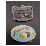 2 Farming Belt Buckles