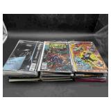 Box of Marvel and DC Comic Books