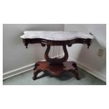 Mahogany Victorian Console Table w/ Marble Top