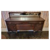 Antique Buffet With Ball/Claw Feet & Mirror Back