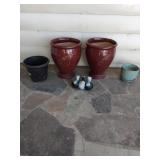 2 Large Maroon Outdoor Planters &