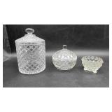 Clear Cut Glass Ice Holder, Candy Jar