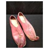 Red Leather Curly Toe Clown Shoe