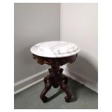 Mahogany Victorian Side Table w/ Marble Top