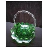 Emerald Green Fenton Glass Art Basket