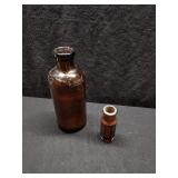 2 Amber Medicine Bottles