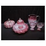 8 Indiana Glass Diamond Point Ruby Glassware