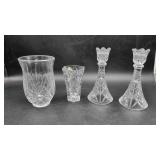 2 Cut Vases & 2 Candle Holders