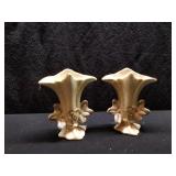 2  Iridescent Lusterware Ceramic Vases