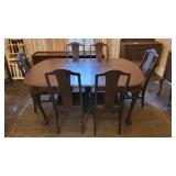 Wood Table with Ball/Claw Feet & 6 Chairs