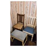 2 Wood Chairs & 1 Stool
