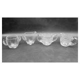 2 Clear Glass Sugar & Creamers