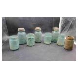 3 Quart Size Blue Jars & 5 Pint Size Blue Jars