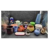 Box of Pottery Vases & Misc