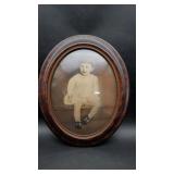 Wood Oval Black & White Baby Picture