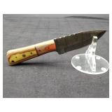 Damascus 4 " Skinner in leather Sheath