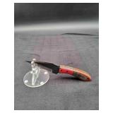 Carbon Steel 4" Cross Draw Knife in Leather Sheath