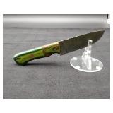 Damascus 4.5" Skinner in leather sheath