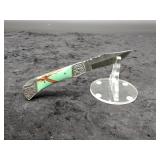 Damascus 3" Folder Knife in leather Case