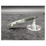 Damascus 3" Folder Knife in leather Case