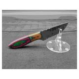 Damascus 4" Skinner in leather Sheath