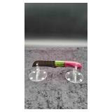 Damascus Hawkbill 4.25" Knife in Leather Sheath