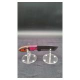 Carbon Steel 4" Tanto Knife in Leather Sheath