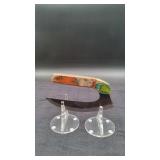 Carbon Steel  7" Ulu Knife in Leather Sheath