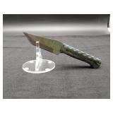 Damascus 4" Tanto Blade in leather Sheath