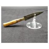 Damascus 4" Dagger in Leather Sheath