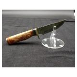 Damascus 4" Rat Tail Skinner in Leather Sheath