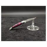 Damascus 3.5" Trapper In leather Case